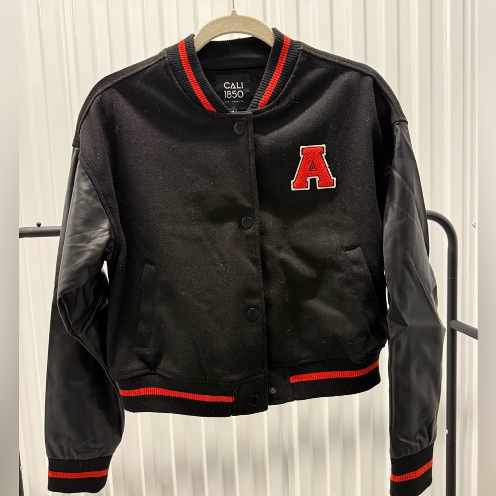 CALI 1850 Women's Black and Red Varsity Jacket